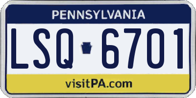 PA license plate LSQ6701