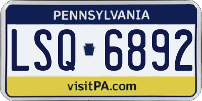 PA license plate LSQ6892