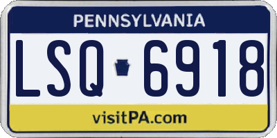 PA license plate LSQ6918