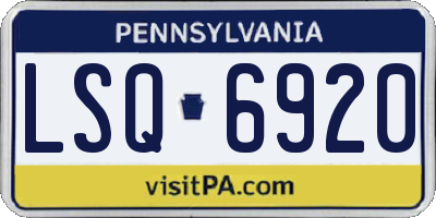 PA license plate LSQ6920