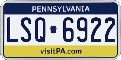 PA license plate LSQ6922