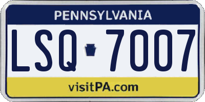 PA license plate LSQ7007