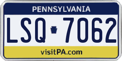 PA license plate LSQ7062