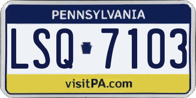 PA license plate LSQ7103