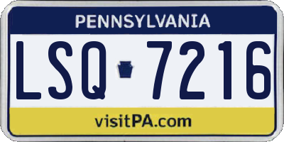 PA license plate LSQ7216