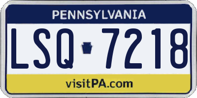PA license plate LSQ7218