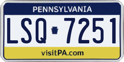 PA license plate LSQ7251