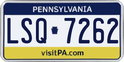 PA license plate LSQ7262
