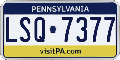 PA license plate LSQ7377