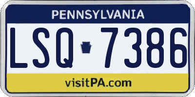 PA license plate LSQ7386
