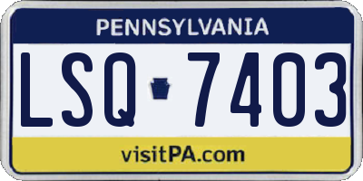 PA license plate LSQ7403