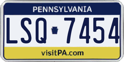 PA license plate LSQ7454