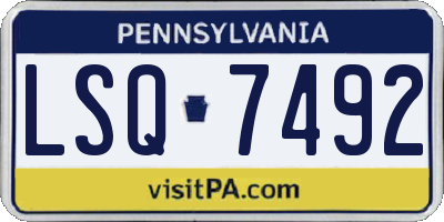 PA license plate LSQ7492