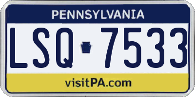 PA license plate LSQ7533