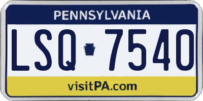 PA license plate LSQ7540