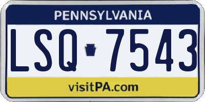 PA license plate LSQ7543