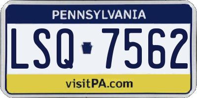 PA license plate LSQ7562