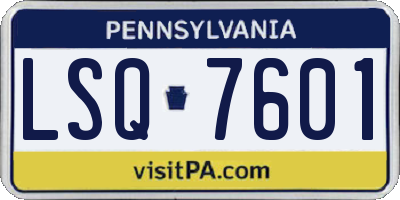 PA license plate LSQ7601