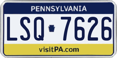 PA license plate LSQ7626