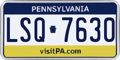 PA license plate LSQ7630