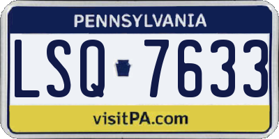 PA license plate LSQ7633