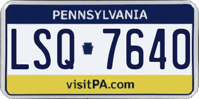 PA license plate LSQ7640