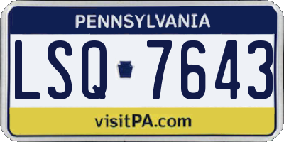 PA license plate LSQ7643