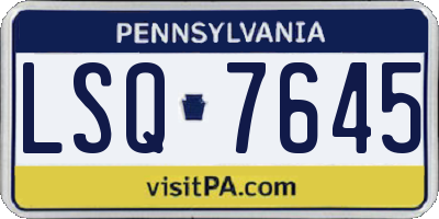 PA license plate LSQ7645