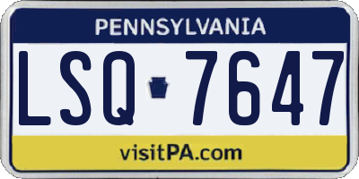 PA license plate LSQ7647