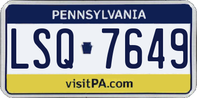 PA license plate LSQ7649