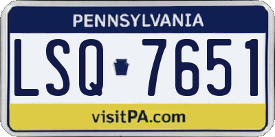 PA license plate LSQ7651