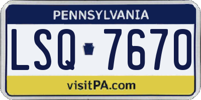 PA license plate LSQ7670