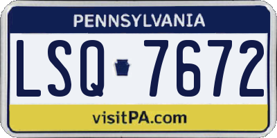 PA license plate LSQ7672