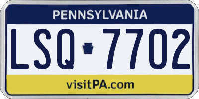 PA license plate LSQ7702