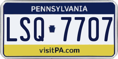 PA license plate LSQ7707