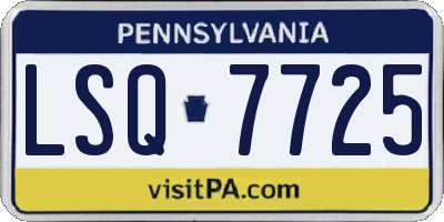 PA license plate LSQ7725