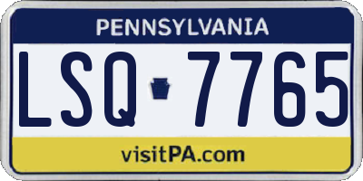PA license plate LSQ7765