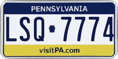 PA license plate LSQ7774