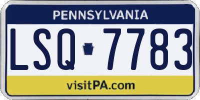 PA license plate LSQ7783