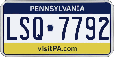 PA license plate LSQ7792
