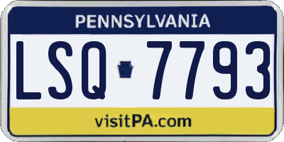 PA license plate LSQ7793