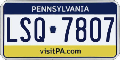 PA license plate LSQ7807
