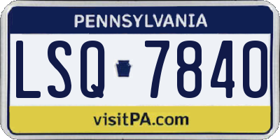 PA license plate LSQ7840