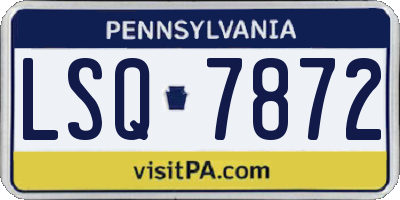 PA license plate LSQ7872