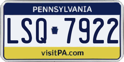 PA license plate LSQ7922
