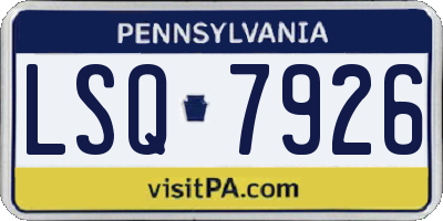 PA license plate LSQ7926