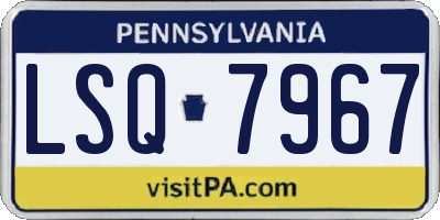 PA license plate LSQ7967