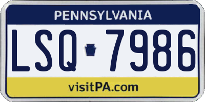PA license plate LSQ7986