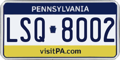 PA license plate LSQ8002