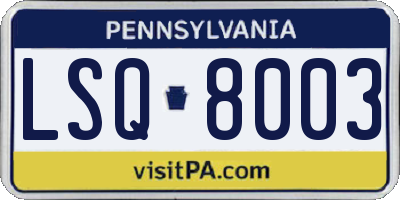 PA license plate LSQ8003